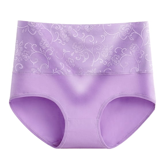 Womens Tummy Control High Waisted Underwear Lace Cotton Full Coverage Stretch Soft Breathable Panties Ladies Briefs