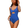 thumbnail image 1 of Womens Tummy Control Monikini Swimsuit for lady Cut Out One Piece Bath Suit Ribbed Swimsuit, 1 of 4
