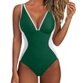 thumbnail image 1 of Womens Tummy Control One Piece Swimsuit Sexy Crisscross Back Bathing Suit (Green, XL), 1 of 5