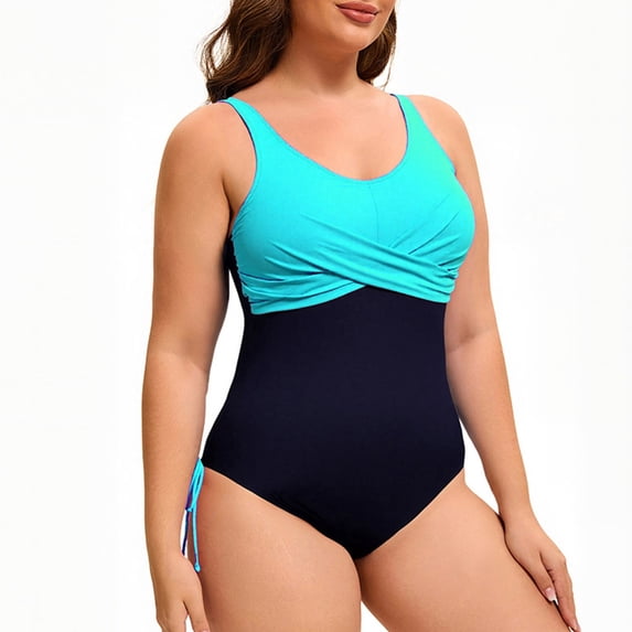 Womens Tummy Control Plus Size Swimsuit Drawstring Bathing 2026 One Piece Modest Full Coverage Bathing Suit
