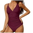 thumbnail image 1 of Womens Tummy Control Swimsuits One Piece Swimsuit Women Swimsuits For Women Ruched Bathing Suits Strappy V Neck Monokini, 1 of 7