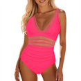 thumbnail image 1 of Womens Tummy Control Swimsuits Tummy Control One Piece Swimsuit Women Mesh 1 Piece Swimwear Push Up Padded Bikini Swimsuit Training Athletic Swimwear Sport Shirred Tank Swimwear Vintage Bathing Suits, 1 of 4