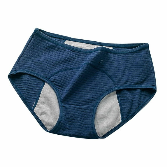 Womens Tummy Underwear Cotton High Waisted Briefs Soft Womens Underwear Breathable Panties Period Underpant Brief Seamless High Waisted Underwear for Women Dark Blue L