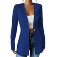thumbnail image 1 of Womens Tunic Blazer Suit Jacket Long Sleeve One-button Long Blazers Business Casual Outfits for Women (2XL, Blue), 1 of 4