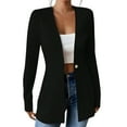 thumbnail image 1 of Womens Tunic Blazer Suit Jacket Long Sleeve One-button Long Blazers Business Casual Outfits for Women (M, Black), 1 of 4