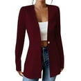thumbnail image 1 of Womens Tunic Blazer Suit Jacket Long Sleeve One-button Long Blazers Business Casual Outfits for Women (S, Wine), 1 of 4