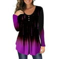 thumbnail image 1 of Womens Tunic Shirts Long Sleeve Open Button Loose Fit Pleated Blouse Tops, 1 of 6
