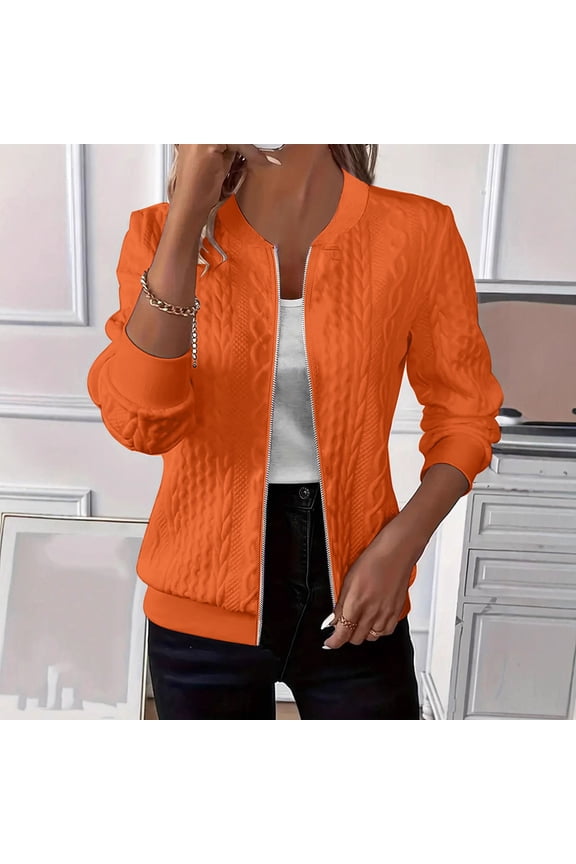 Womens Tunic Sweatshirt Jacket Zip up Lightweight Cardigan Casual Long Sleeve Open Front Outwear Coat New Womens Jackets Dressy Casual Orange S
