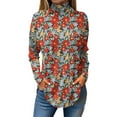 Womens Tunic To Wear with Leggings Floral Print TShirts Long Sleeve