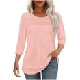 thumbnail image 1 of Womens Tunic Top, 3/4 Length Sleeve Shirts for Women Crewneck Casual Plus Size Pleated Tunic Tops Loose Fit Shirts Blouses S-3XL, 1 of 5