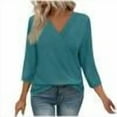 thumbnail image 1 of Womens Tunic Tops 3/4 Bell Sleeve Dressy Casual Fall Outfits Loose V-Neck Office Work Blouse, 1 of 9