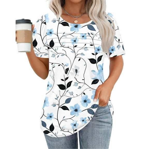 Womens Tunic Tops Dressy Casual 3/4 Sleeve Short Sleeve Shirts for Women Loose Fit Summer Clothes for Women 2025 Vacation Cruise