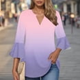 thumbnail image 1 of Womens Tunic Tops Dressy Casual V Neck Business Chiffon Blouses 3/4 Length Sleeve Pleated Trendy Work Shirts Pink S-Xxl, 1 of 6