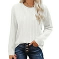 thumbnail image 1 of Womens Tunic Tops Long Sleeve Shirts Casual Basic Oversized T Shirt Crewneck Loose Fit Spring Fashion Clothes White M, 1 of 9