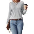 thumbnail image 1 of Womens Tunic Tops Ribbed Knit Long Sleeve Shirts Crewneck Lace Shoulder Elegant Blouses Tee Shermie, 1 of 5