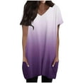 thumbnail image 1 of Womens Tunic Tops, Short Sleeve Shirts for Women Summer Fashion Loose Fit Ombre Tie Dye Long Length V Neck T-Shirts with Pockets, 1 of 5