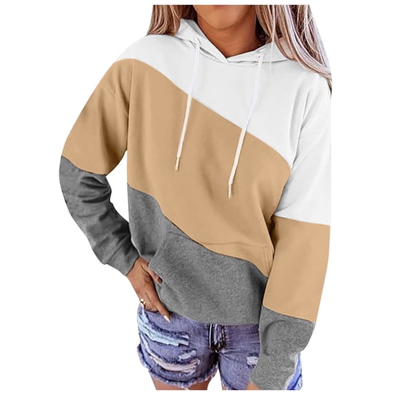 Womens Tunic Tops Winter Relaxed Fit Hooded Long Sleeve Bubble One Shoulder Hoody Graphic Leisure Cotton Sweatshirt Sweatshirts(Beige,XXL)