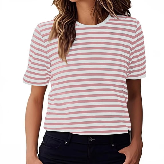 Womens Tunic Tops for Leggings Short Sleeve Summer T-Shirts Crew Neck Front Pocket Side Split High Low Hem Loose Fit Basic Tees
