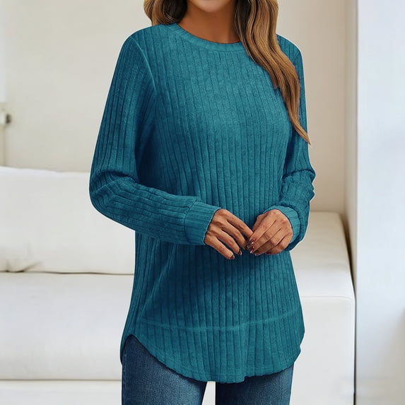 Womens Tunic Tops for Leggings V neck Long Sleeve Shirt Casual Long T-Shirts S-3XL Sky Blue XL