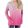 thumbnail image 1 of Womens Tunic Tops to Wear with Leggings Long Sleeve V Neck Thumb Hole Shirts Loose Tshirts Fall Clothes with Pockets, 1 of 4