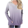 thumbnail image 1 of Womens Tunic Tops to Wear with Leggings Long Sleeve V Neck Thumb Hole Shirts Loose Tshirts Fall Clothes with Pockets, 1 of 4