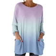 thumbnail image 1 of Womens Tunic Tops with Pockets, Long Sleeve Shirts for Women Spring Fashion Ombre Tie Dye Loose Fit Crewneck T-Shirts, 1 of 4
