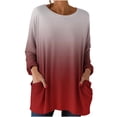 thumbnail image 1 of Womens Tunic Tops with Pockets, Long Sleeve Shirts for Women Spring Fashion Ombre Tie Dye Loose Fit Crewneck T-Shirts, 1 of 5