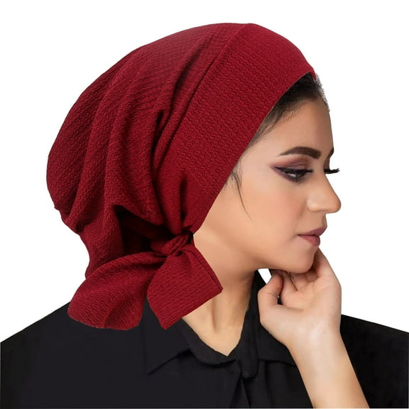 ZQUUVOU Womens Turban Hat Head Scarves Slip-On Pre-Tied Headwear Bandana Sleep Hair Cover Wine