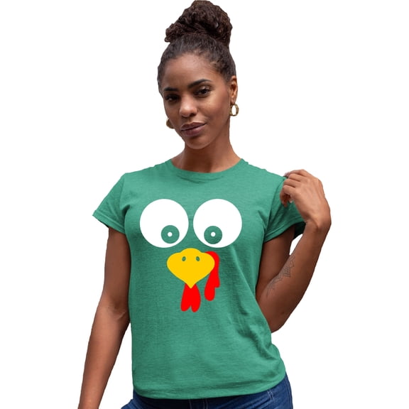 Womens Turkey Face Funny Thanksgiving Costume Deluxe Soft T-Shirt