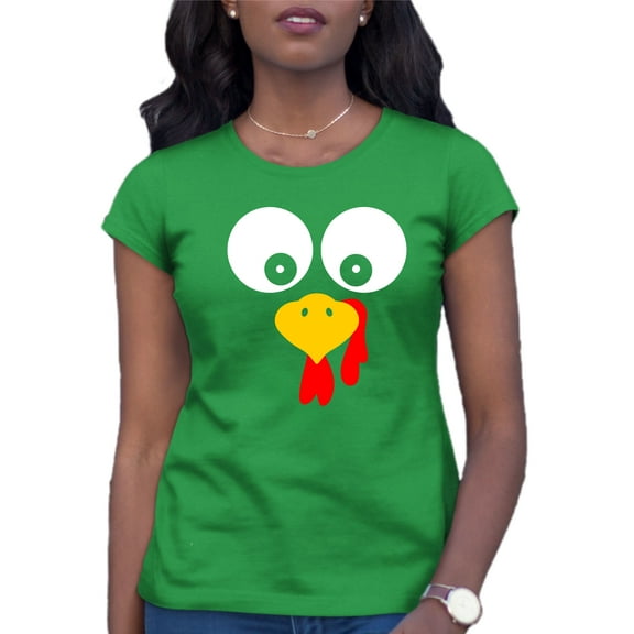 Womens Turkey Face Funny Thanksgiving Costume T-Shirt