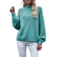 thumbnail image 1 of Womens Turtle-Neck Oversized Sweaters Casual Long Sleeve Pullover Loose Chunky Knit Jumper Green L, 1 of 9