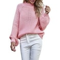 thumbnail image 1 of Womens Turtle-Neck Oversized Sweaters Casual Long Sleeve Pullover Loose Chunky Knit Jumper Pink L, 1 of 10