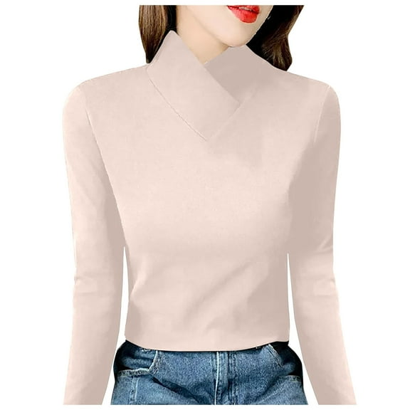 Womens Turtle Neck Shirts Long Sleeve Solid Loose Lightweight Tunic Tops Fashion Comfy Fall Basic Tees