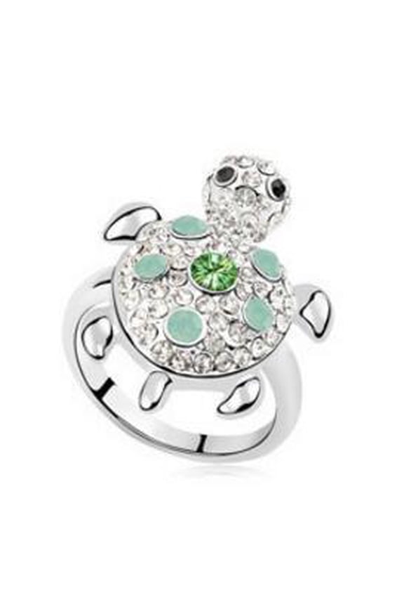 Womens Turtle Ring Zodiac Design Alloy Crystal Inlaid Cute Adorable Jewelry Gift For Her Birthday For Gift Lovers