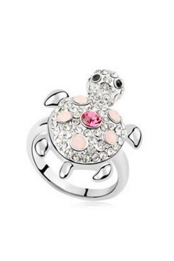 Womens Turtle Ring Zodiac Design Alloy Crystal Inlaid Cute Adorable Jewelry Gift For Her Birthday For Gift Lovers