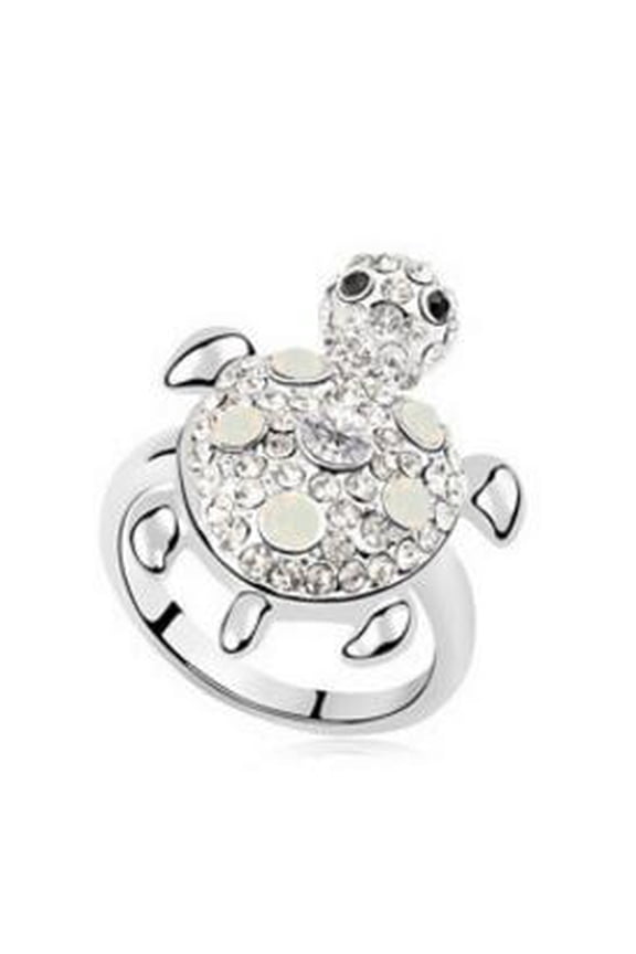 Womens Turtle Ring Zodiac Design Alloy Crystal Inlaid Cute Adorable Jewelry Gift For Her Birthday For Gift Lovers