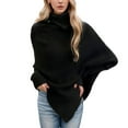 thumbnail image 1 of Womens Turtleneck Batwing Sweater Oversized Chunky Pullover Sweater Casual Long Sleeve Loose Solid Color Sweatshirt (Black S), 1 of 1