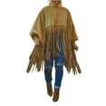 thumbnail image 1 of Womens Turtleneck Fringe Tops Bating Long Sleeve Jacket Vintage Tassel Poncho Cape Oversized Pullover Sweatshirt Dress, 1 of 6