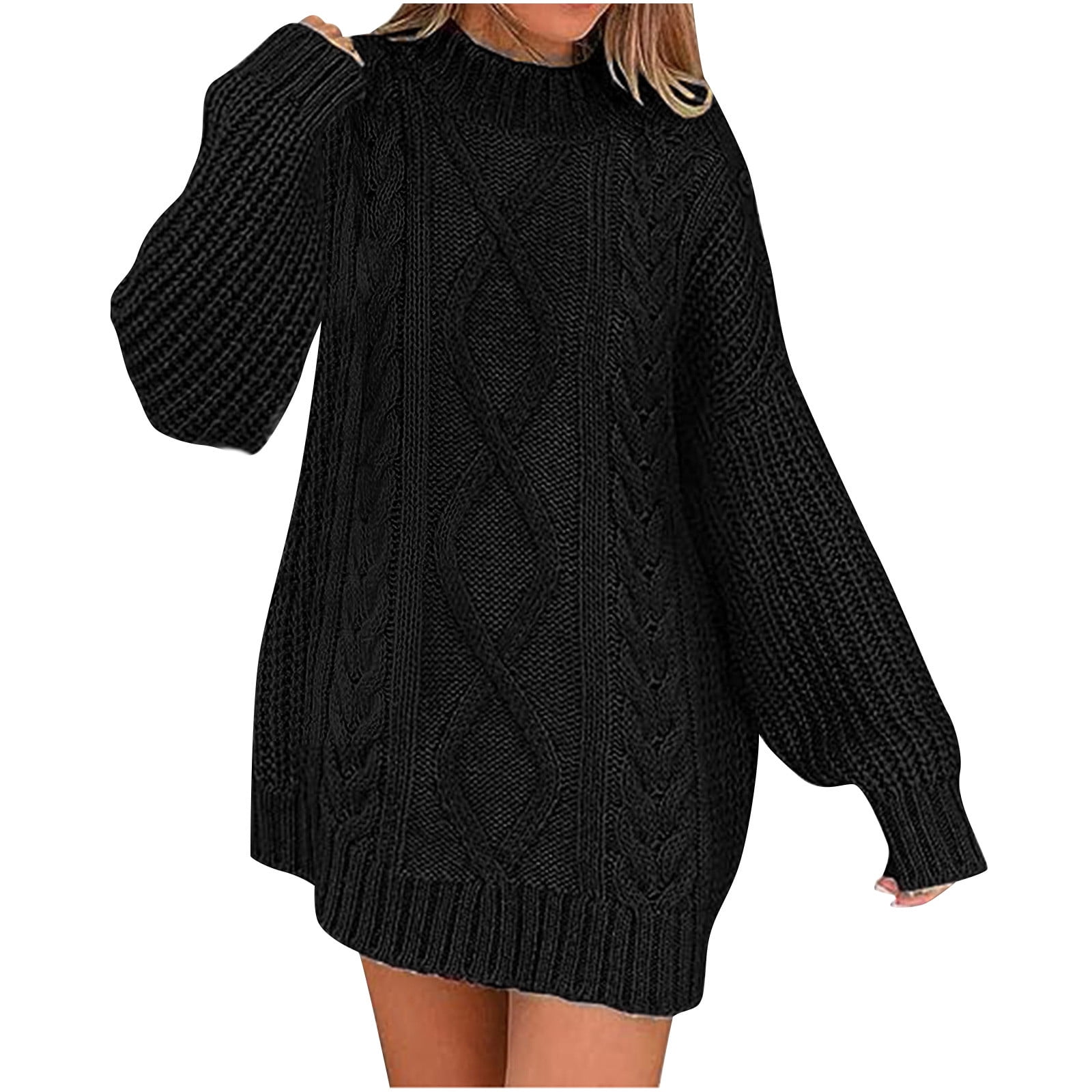 Women Turtleneck Long Knit Sweater Dress main image 1