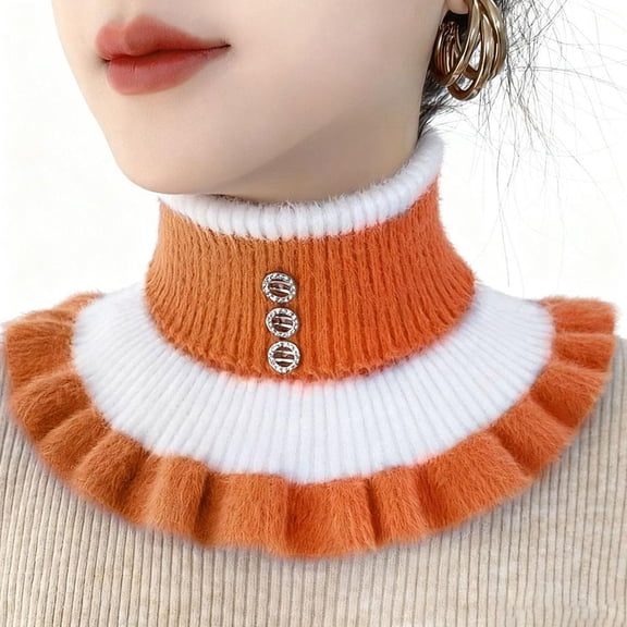 Womens Turtleneck Knitted False Collar, Winter Detachable Neck Warmer Wrap Scarf Collar for Women