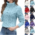 thumbnail image 1 of Womens' Turtleneck Long Sleeve Cable Knit Fall Sweaters Fashionable Jumpers Slim Fit Layering Tops Cozy Winter Clothes, 1 of 8