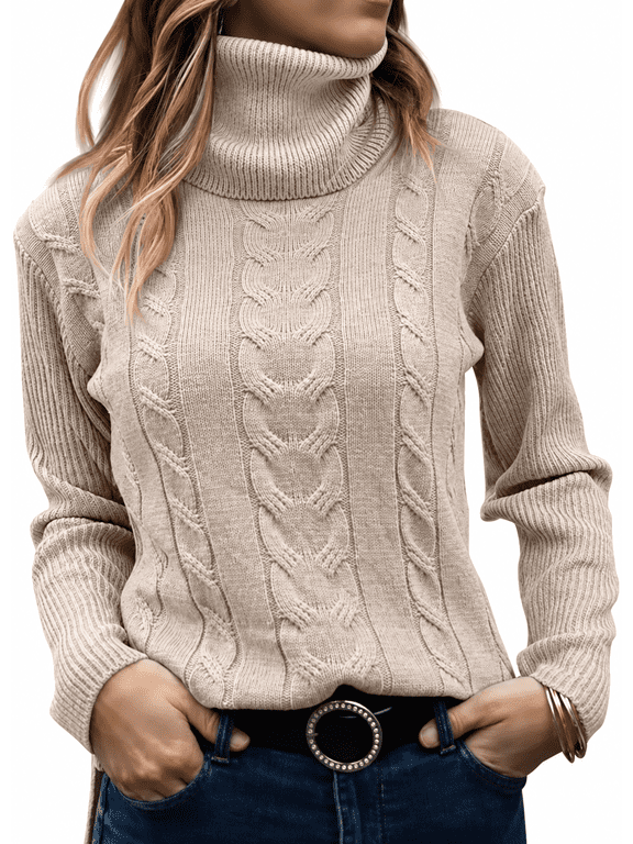 Sweaters for Women Casual Turtleneck Long Sleeve Loose Knit Pullover Sweater Fall Winter Clothes