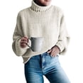 thumbnail image 1 of Womens Turtleneck Long Sleeve Casual Loose Oversized Knit Sweaters, 1 of 2