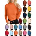 thumbnail image 1 of Womens Turtleneck Long Sleeve Fall Cozy Knit Sweater 2026 Trendy Loose Pullover Solid Color Cozy Outfits Fall Fashion Warm Winter Clothing Orange Free Size, 1 of 3