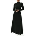 thumbnail image 1 of Womens Turtleneck Long Sleeve Ribbed Sweater Dress Slim High Waist Flowy Long Dresses Solid Color Basic Fall Clothes, 1 of 7