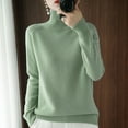 thumbnail image 1 of Womens Turtleneck Long Sleeve Sweater Tops Casual Soft Knit Fit Lightweight Basic Pullover Fall Work Outfits Green 2XL, 1 of 4