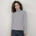 thumbnail image 1 of Womens Turtleneck Long Sleeve Sweater Tops Soft Knit Basic Pullover (Grey XL), 1 of 3
