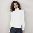 thumbnail image 1 of Womens Turtleneck Long Sleeve Sweater Tops Soft Knit Basic Pullover (White L), 1 of 3