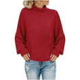 thumbnail image 1 of Womens Turtleneck Oversized Sweaters Batwing Long Sleeve Pullover 2025 Loose Chunky Knit Jumper, 1 of 5