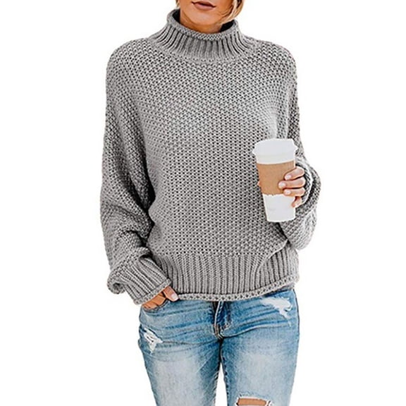 Womens Turtleneck Oversized Sweaters Batwing Long Sleeve Pullover Loose Chunky Knit Jumper